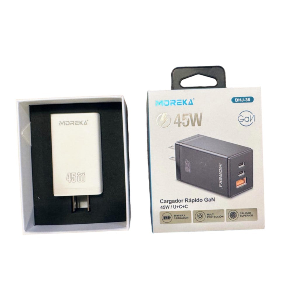 Turbo Cargador 45W 3 puertos C1 45W C2 45W USB A 30W GAN ideal para Notebook DHJ-36