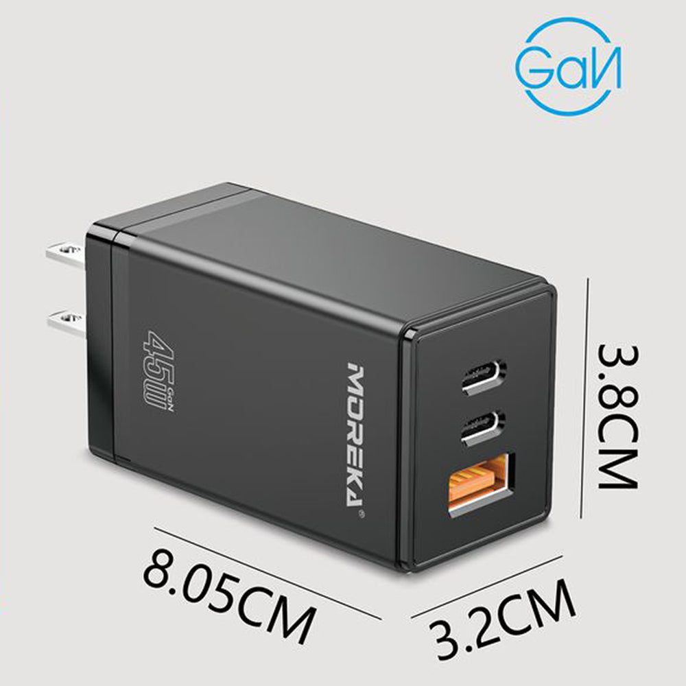 Turbo Cargador 45W 3 puertos C1 45W C2 45W USB A 30W GAN ideal para Notebook DHJ-36