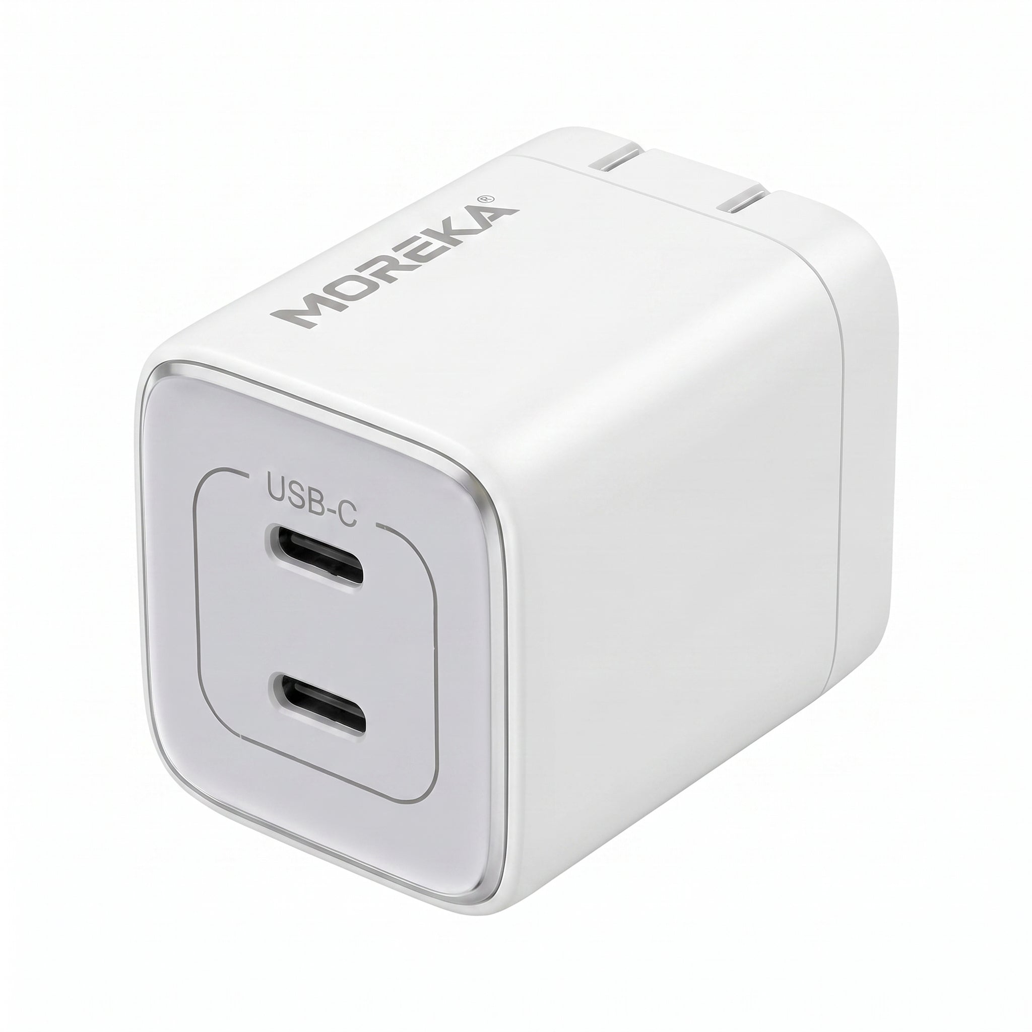 Cargador Rápido GaN Moreka DHJ40 40W con Doble USB-C y Cable Tipo-C