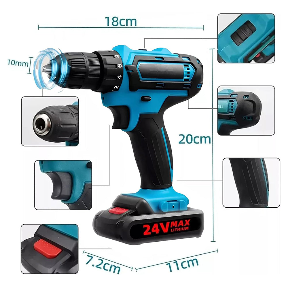 24V Taladro  Inalambrico Tres En Uno atornillado taladrado impacto Moreka Modelo DZ085