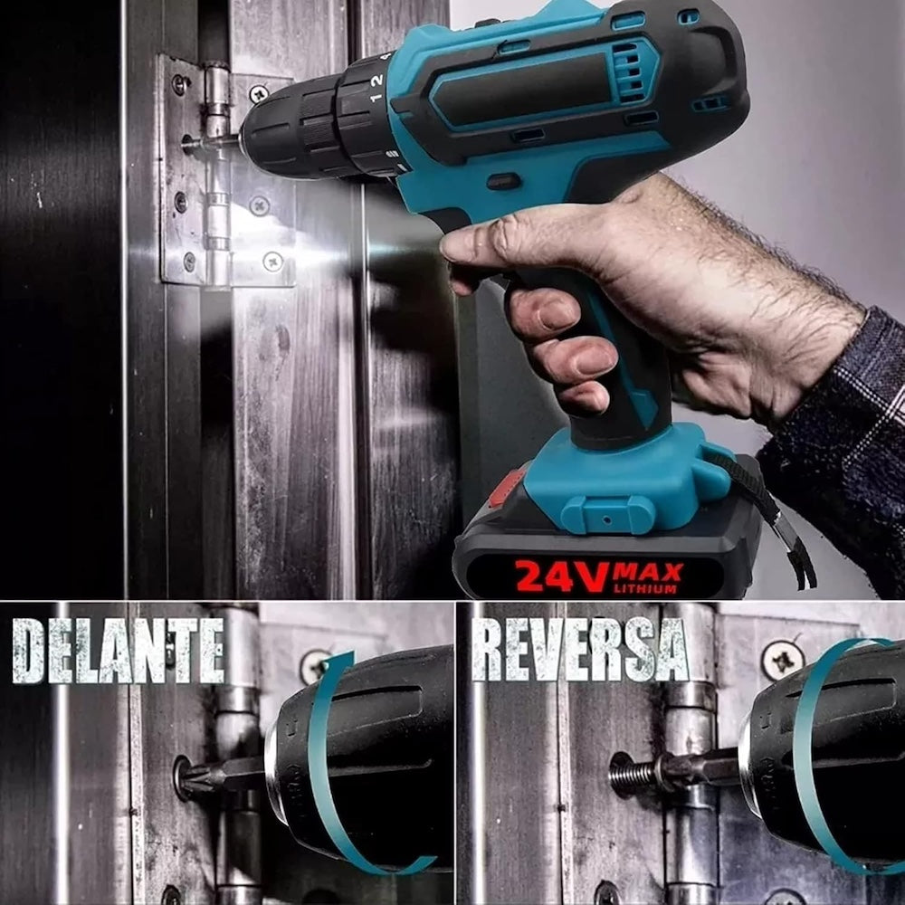 24V Taladro  Inalambrico Tres En Uno atornillado taladrado impacto Moreka Modelo DZ085