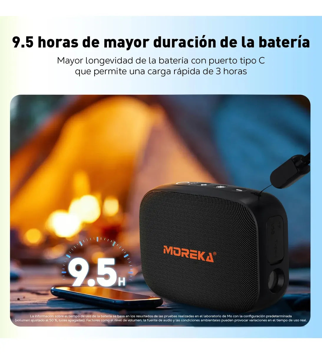 Bocina Inalámbrica Bluetooth MOREKA-428B TWS LINTERNA 10W 9.5h Bateria
