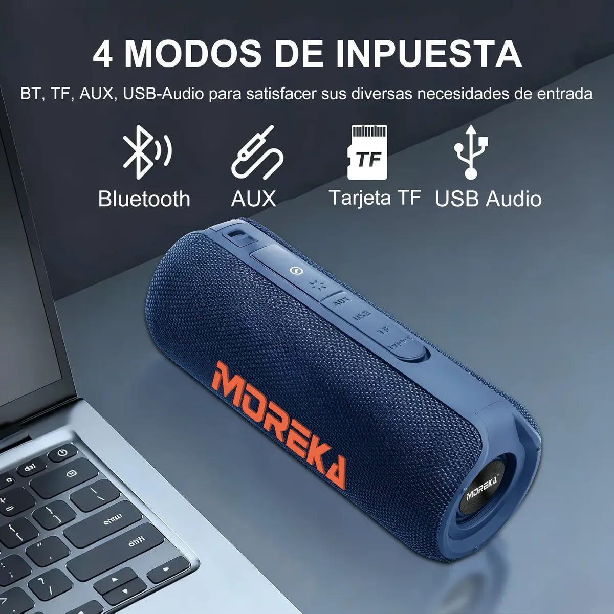 Bocina Bluetooth Portátil Moreka A53 Sonido de 30W con luces RGB IPX6