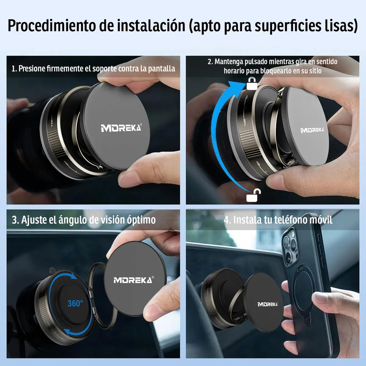 Soporte Magnético para Teléfono con Ventosa de Vacío MOREKA ZJ-015