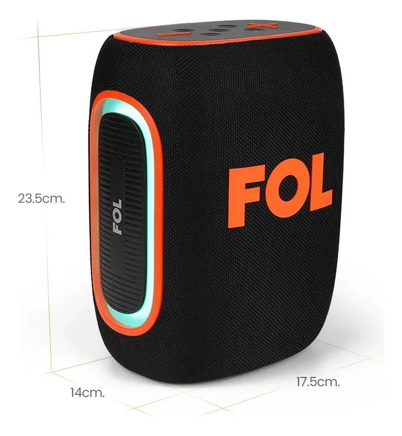 Bocina Portátil Bluetooth FOL FS-D30 PRO 40W  Woofer 4' + Tweeter 2' 5hrs bateria