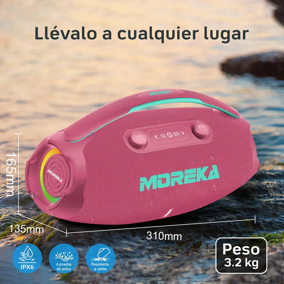 MOREKA A40 Bocina Bluetooth 70W  BT 5.3 10m,  Tipo-C, IPX6, LED RGB
