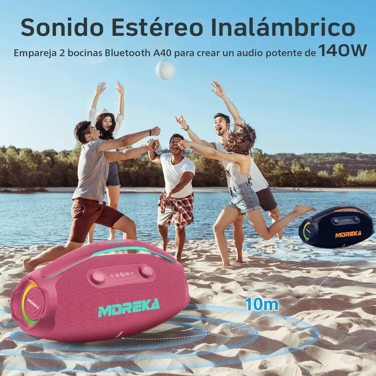 MOREKA A40 Bocina Bluetooth 70W  BT 5.3 10m,  Tipo-C, IPX6, LED RGB