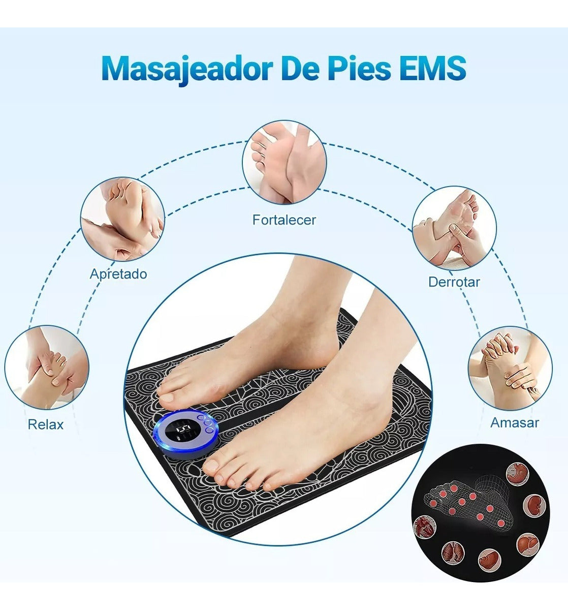 Masajeador Pies Recargable Spa Portátil Control Eléctrico