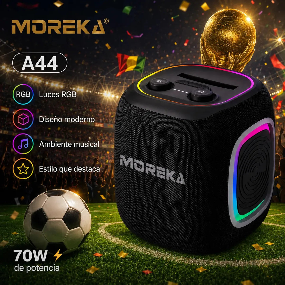 Bocina Portátil Moreka A44 70w Bluetooth Aprueba De Agua