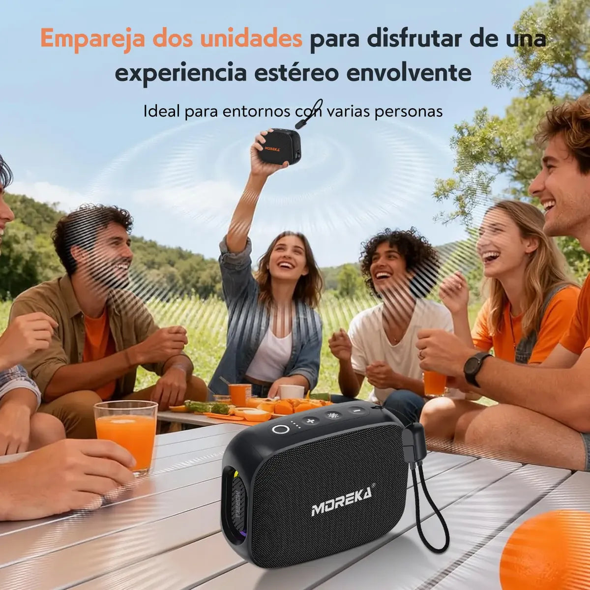 Bocina Inalámbrica Bluetooth MOREKA-428B TWS LINTERNA 10W 9.5h Bateria