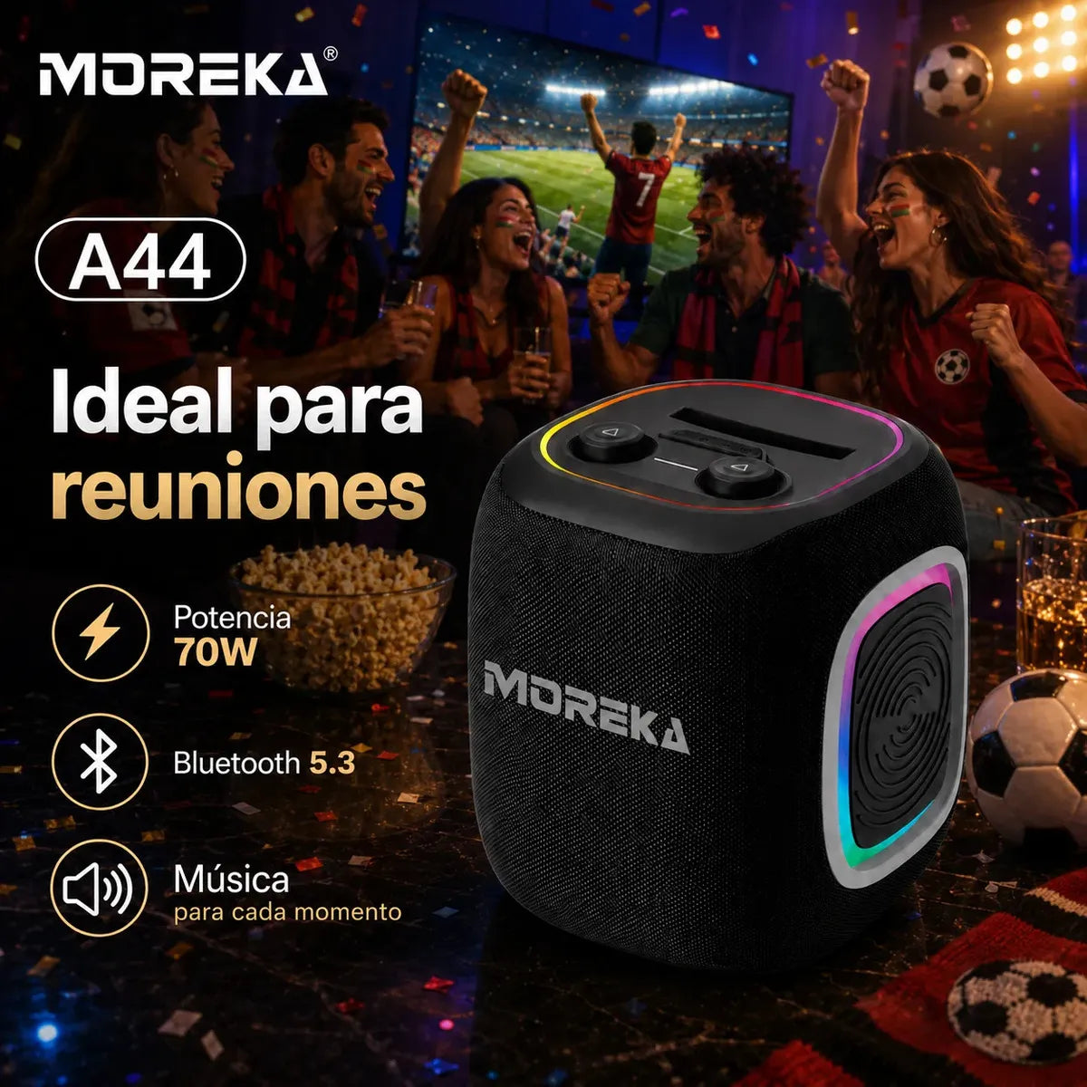 Bocina Portátil Moreka A44 70w Bluetooth Aprueba De Agua