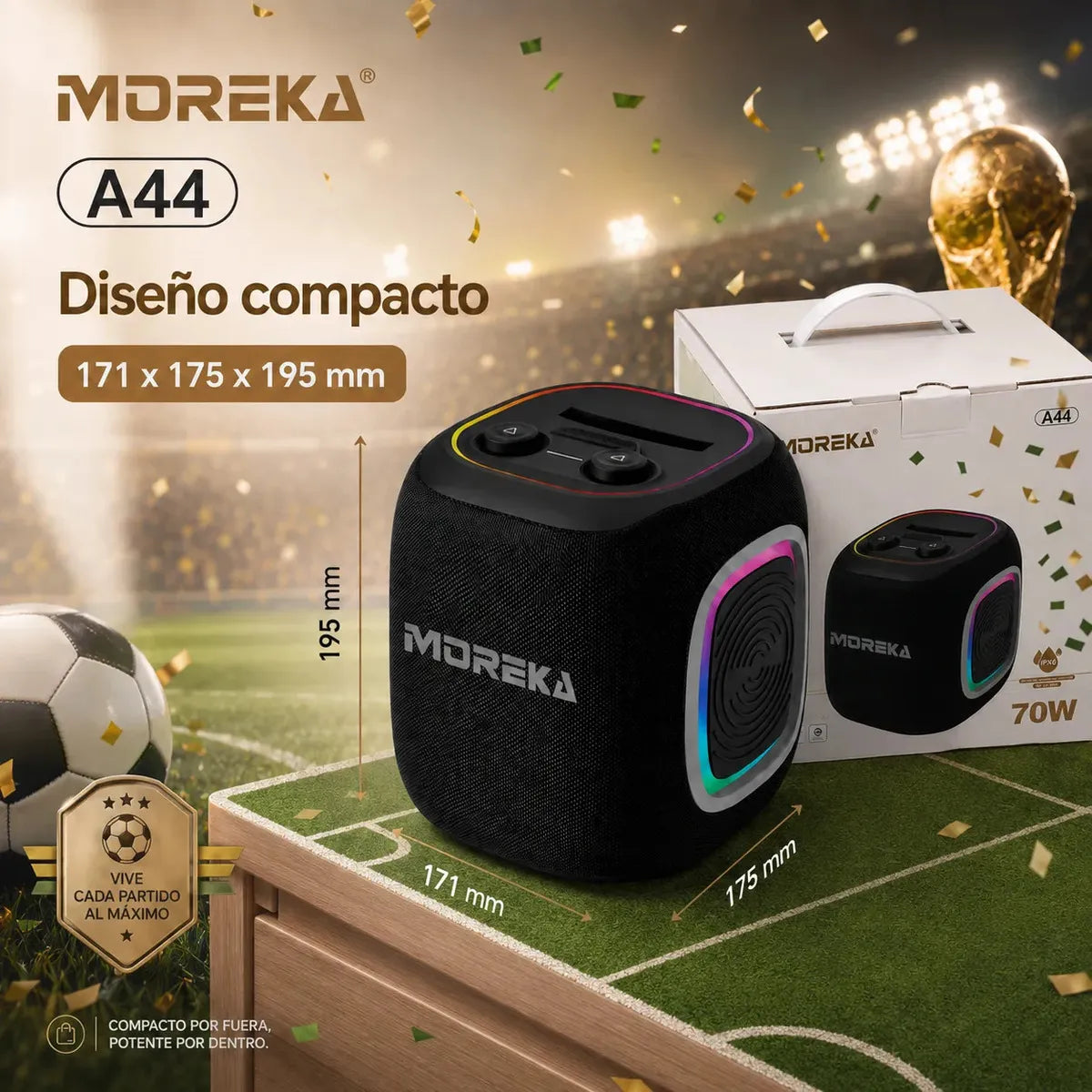 Bocina Portátil Moreka A44 70w Bluetooth Aprueba De Agua