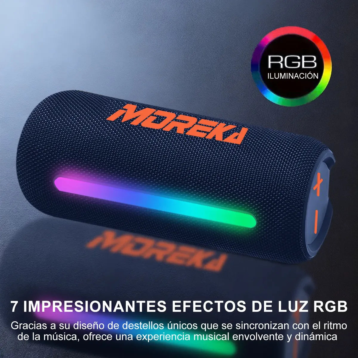 Bocina Bluetooth Portátil Moreka A53 Sonido de 30W con luces RGB IPX6