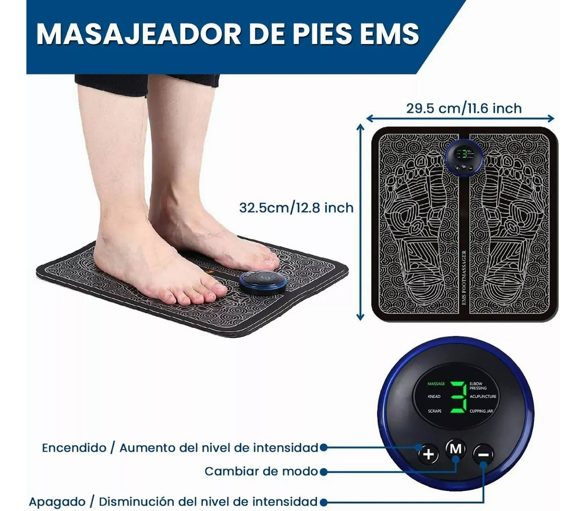 Masajeador Pies Recargable Spa Portátil Control Eléctrico