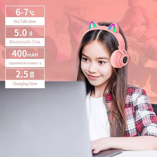 Audífonos Diadema Gato Bluetooth BG-115 Inalámbrico Plegable