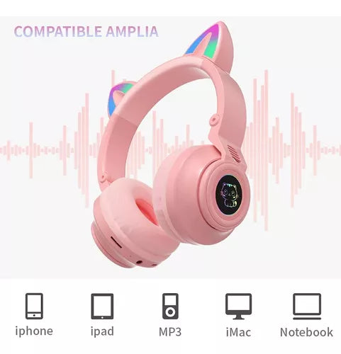 Audífonos Diadema Gato Bluetooth BG-115 Inalámbrico Plegable