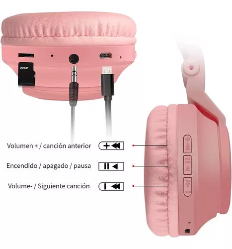 Audífonos Diadema Gato Bluetooth BG-115 Inalámbrico Plegable