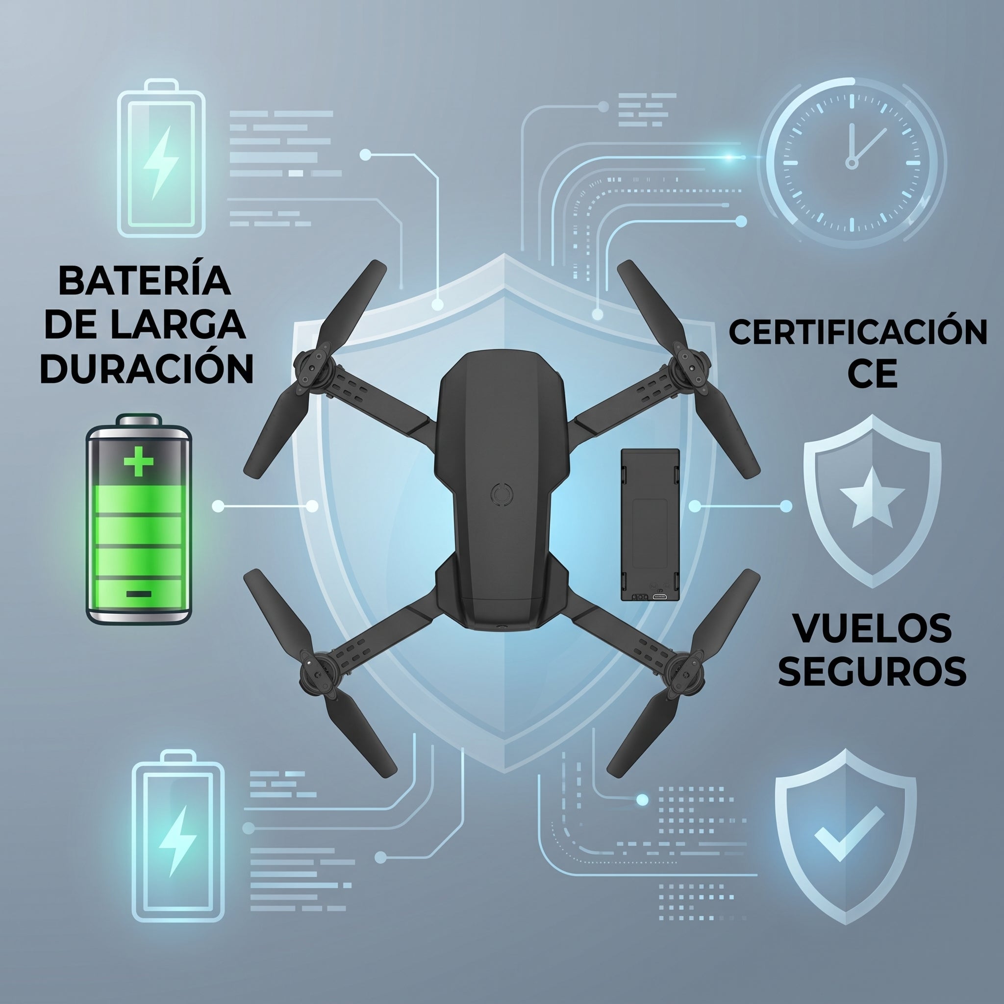 Dron Plegable E88 con Cámara 4K HD y Control por App