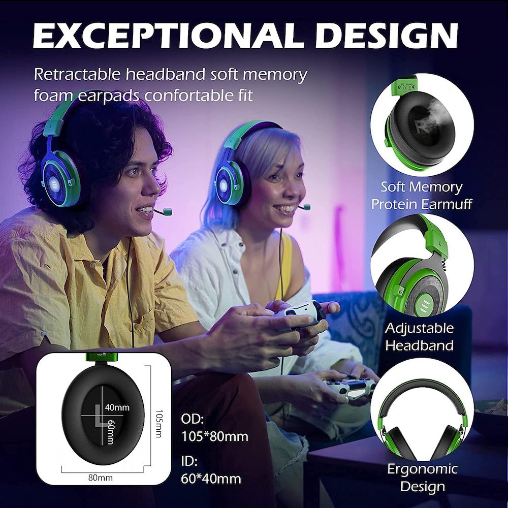 Diadema Gamer EKSA E900 PRO micrófono, auriculares con cable para PC, Xbox PS4, PS5, Switch, micrófono con cancelación de ruido