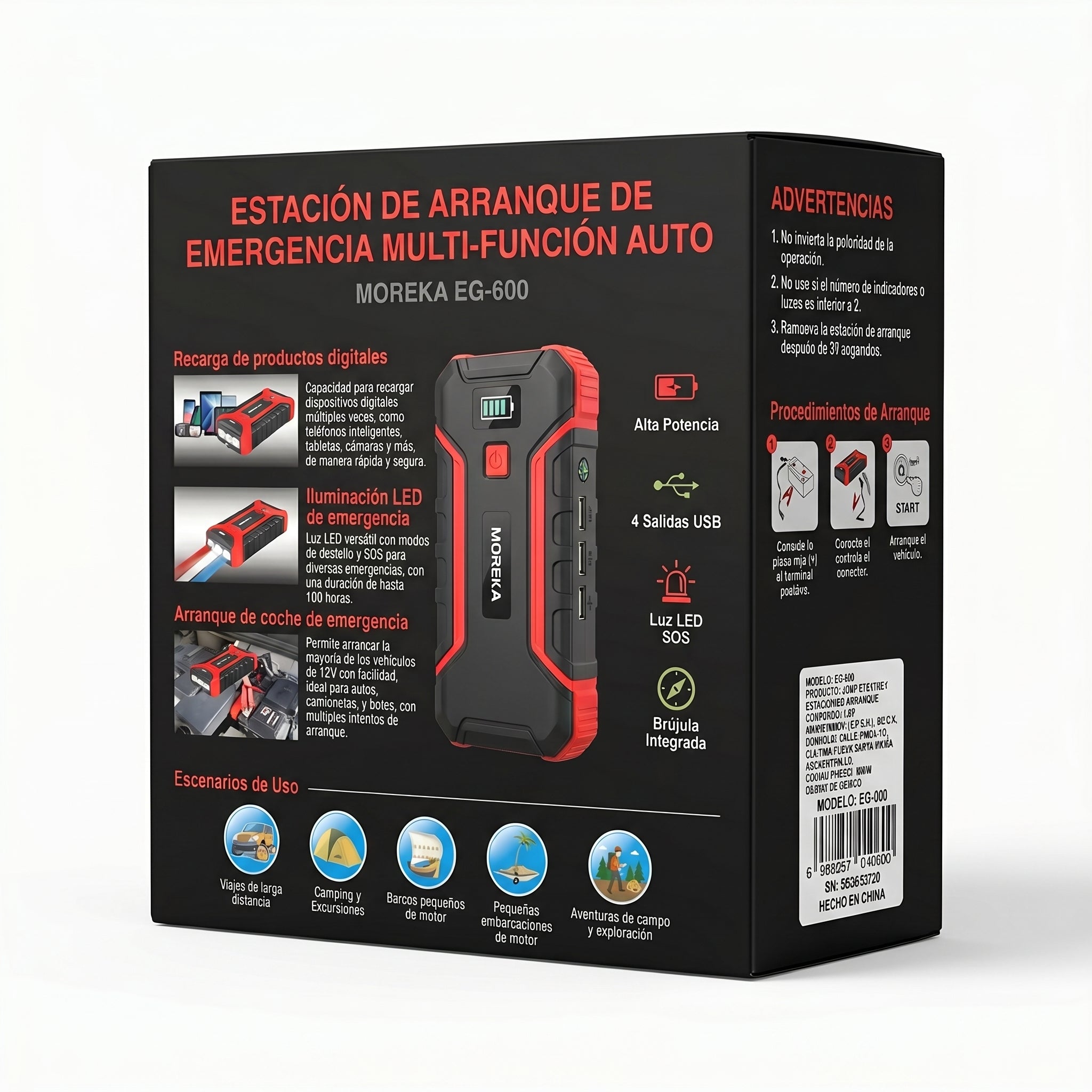 Moreka EG-600 La Herramienta Definitiva para Arrancar tu Coche y Recargar tus Dispositivos