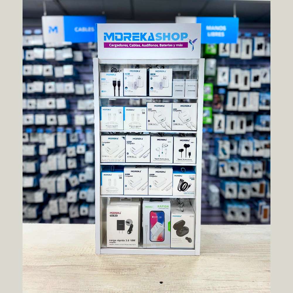 Exhibidor Moreka mod 2200 con 80 accesorios para celulares desarmable