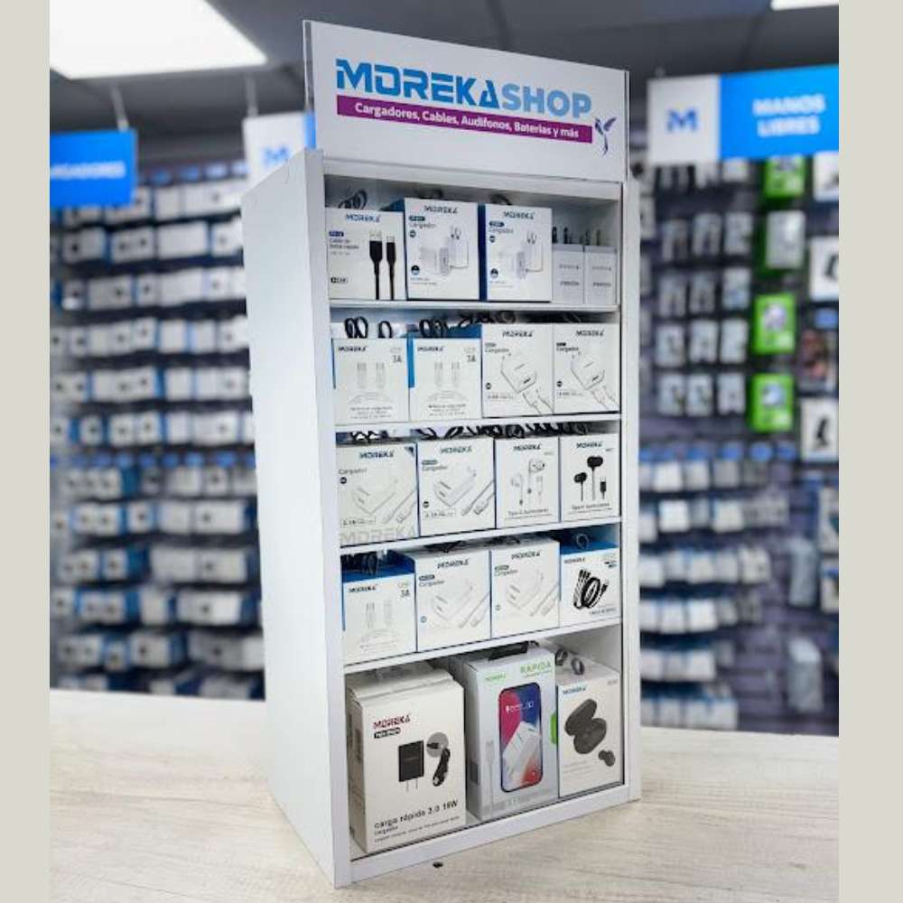 Exhibidor Moreka mod 2200 con 80 accesorios para celulares desarmable