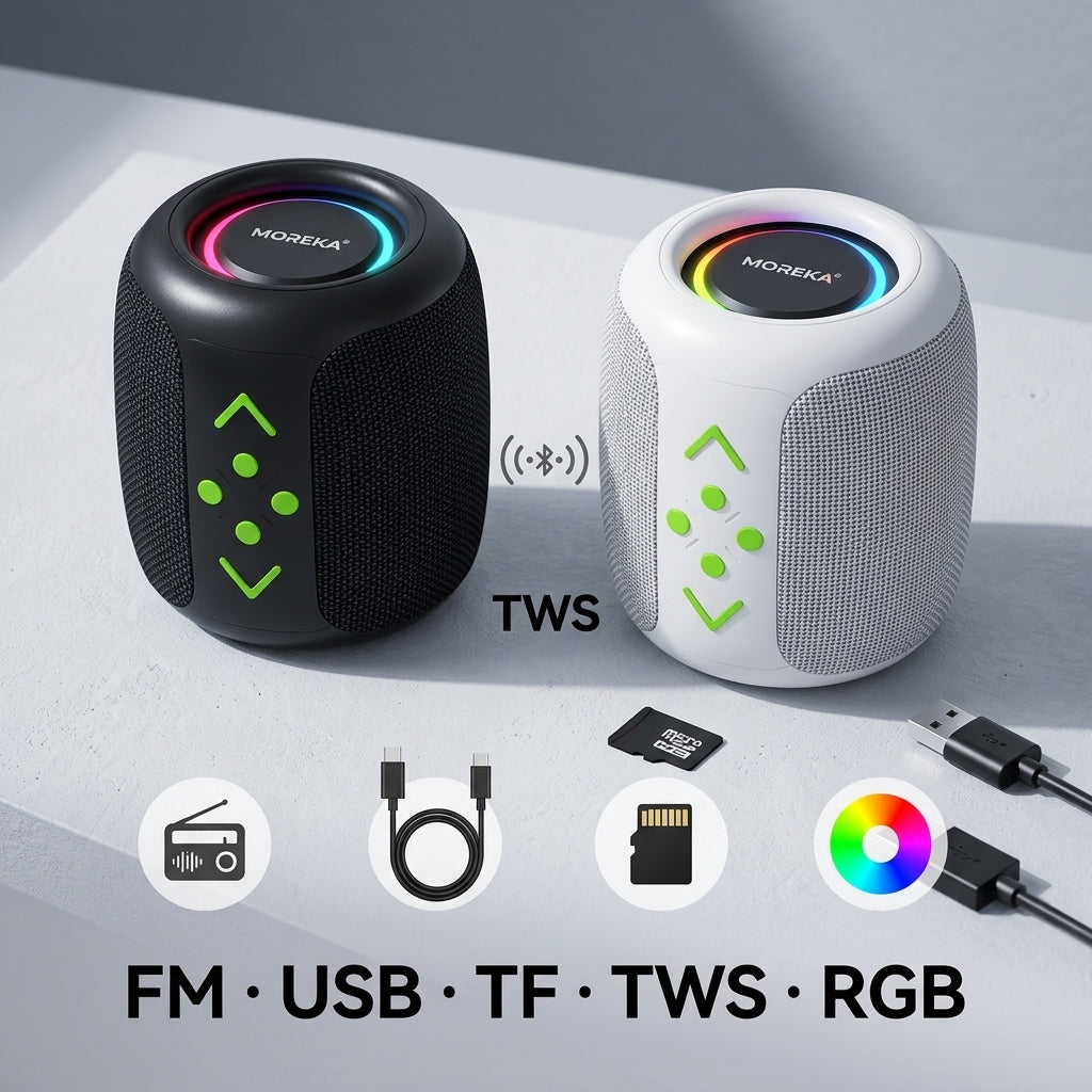 Altavoz Inalámbrico Portátil Moreka-446 Luz RGB 8W