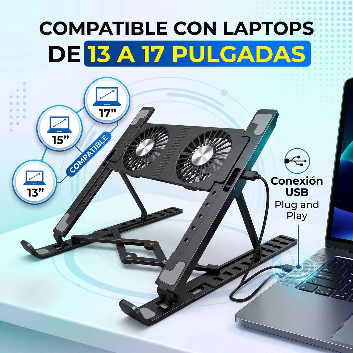 Soporte Ajustable Para Laptop con Ventilador Buyitti FAN-202