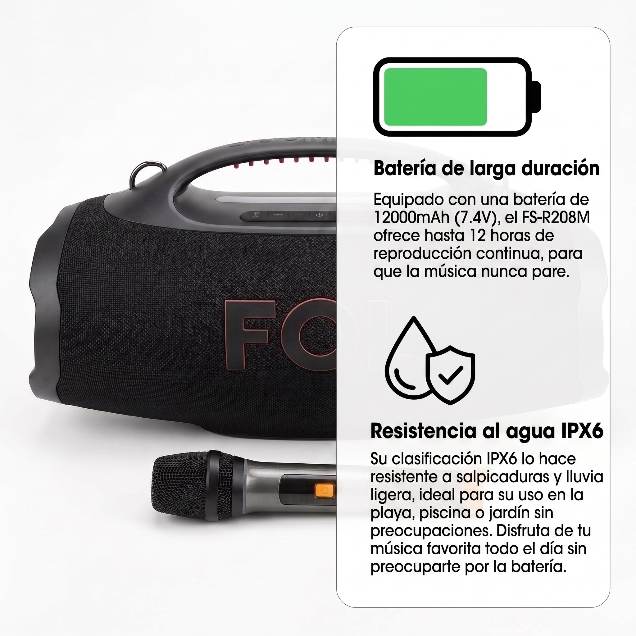 Bocina Portátil Bluetooth FOL FS-R208M 100W+30W+30W