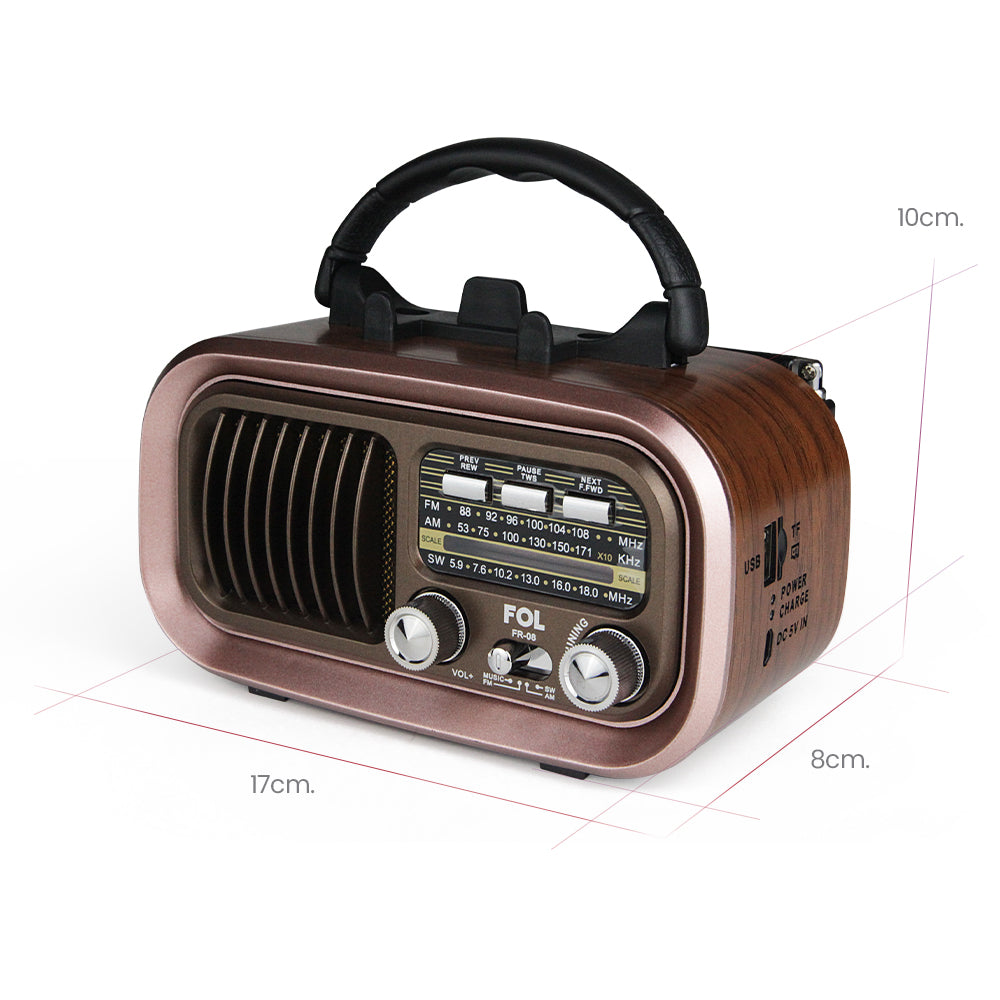 Radio AM/FM/SW Fol Bluetooth, TF Card, Radio FM, USB  TWS FR-08