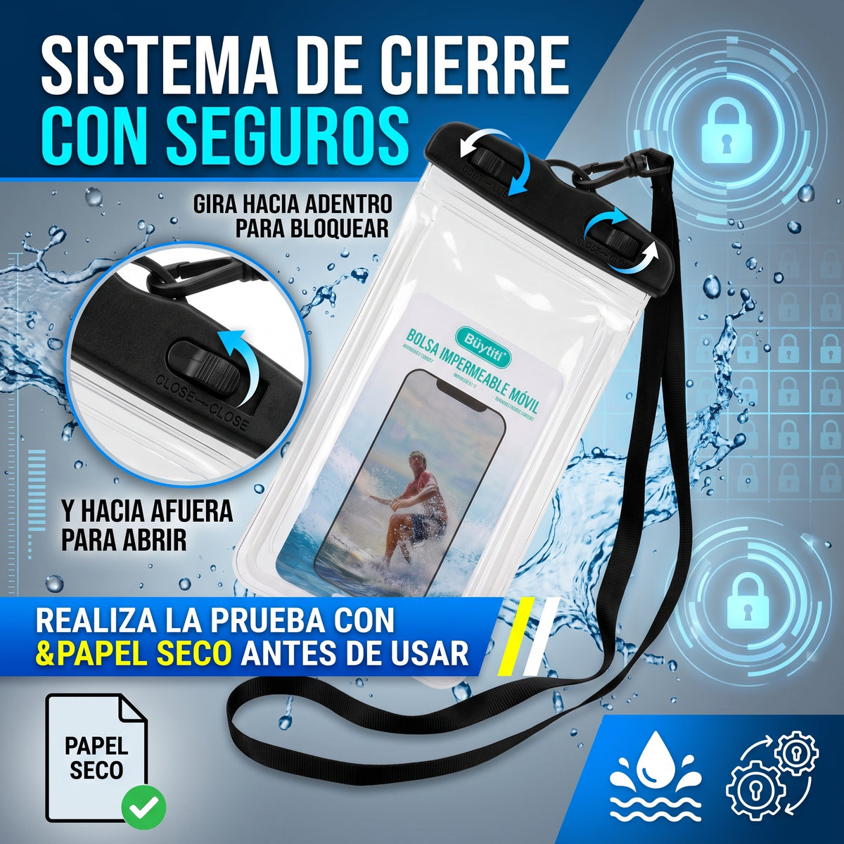 Bolsa Impermeable Móvil Büytiti FS-17 Nivel 8 con Pantalla Táctil Sensible