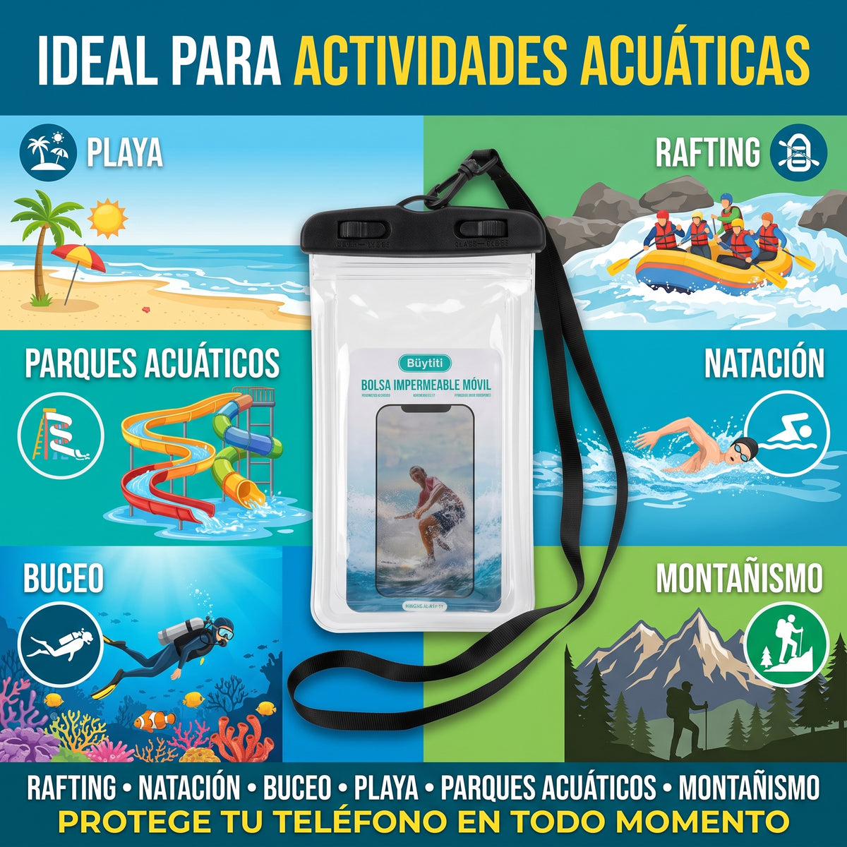 Bolsa Impermeable Móvil Büytiti FS-17 Nivel 8 con Pantalla Táctil Sensible