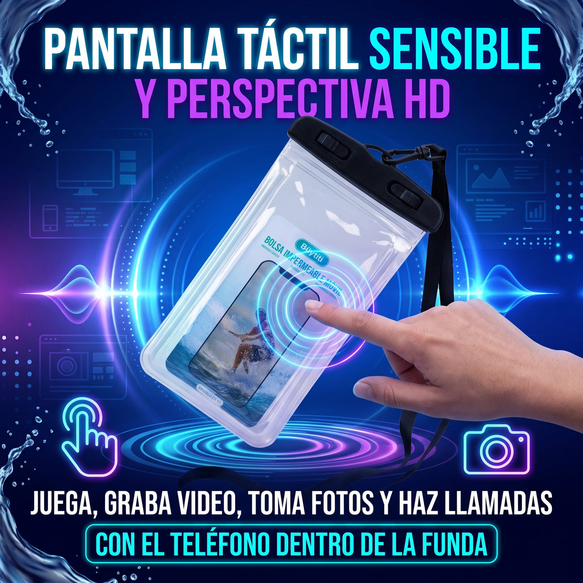 Bolsa Impermeable Móvil Büytiti FS-17 Nivel 8 con Pantalla Táctil Sensible