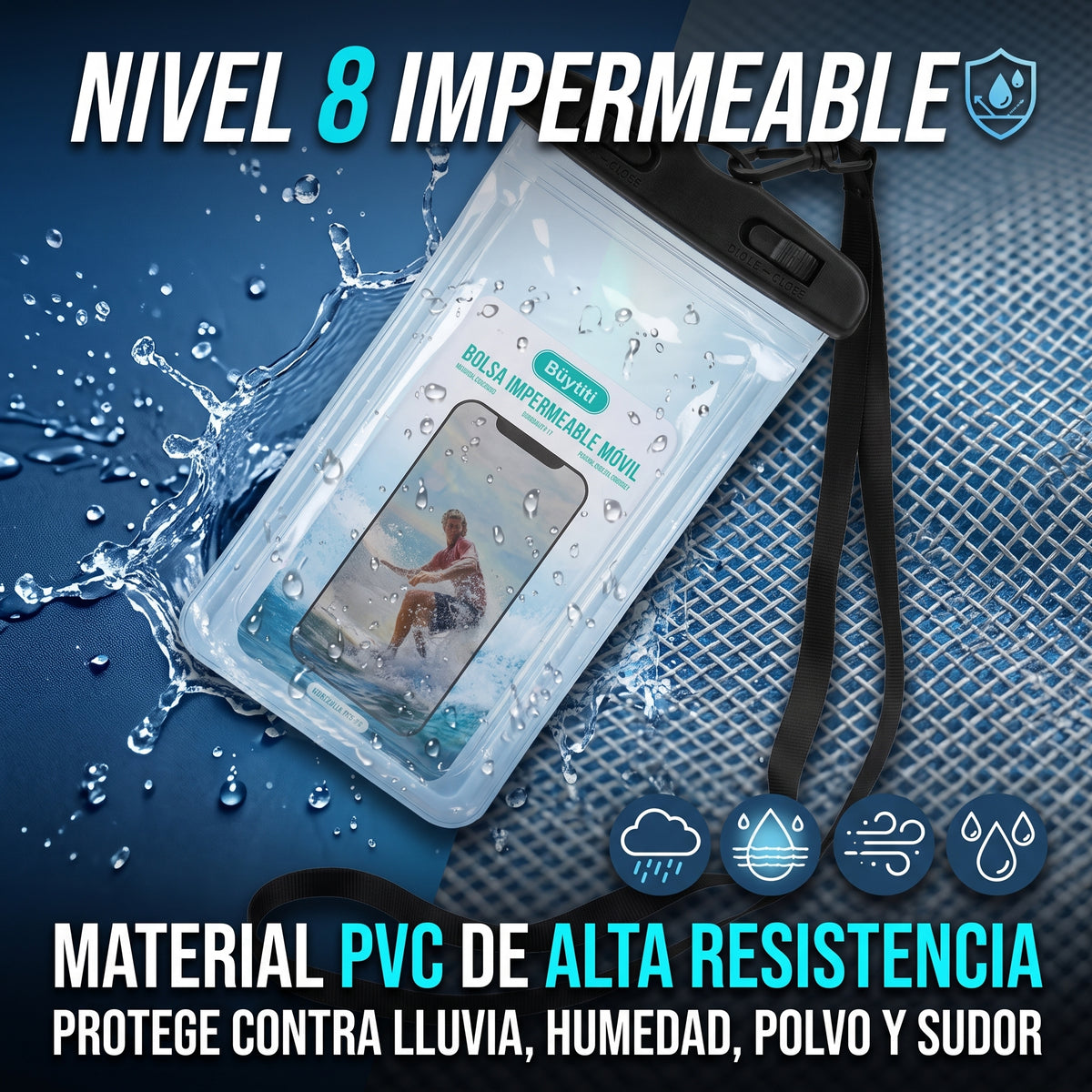 Bolsa Impermeable Móvil Büytiti FS-17 Nivel 8 con Pantalla Táctil Sensible