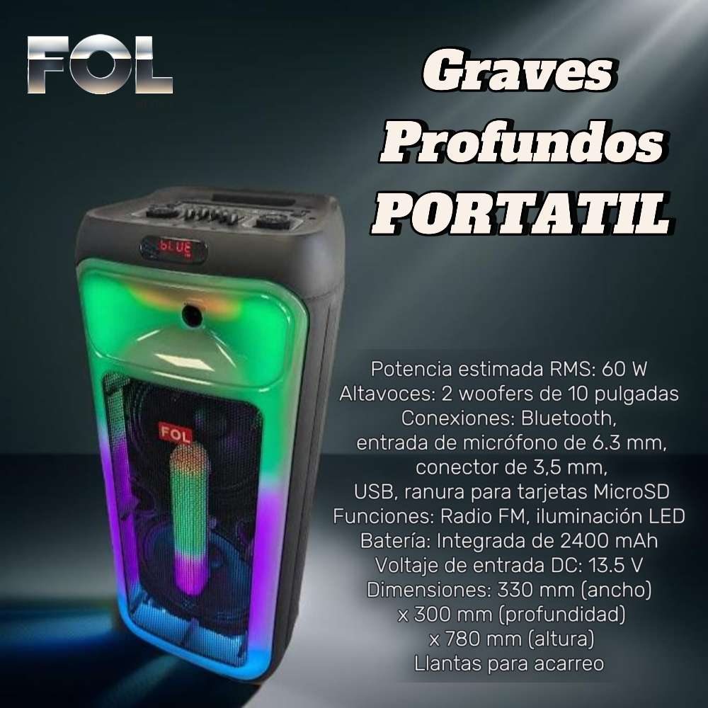 Sistema de Sonido Portátil dos wooferes de 10 pulgadas 60W FS-L1028
