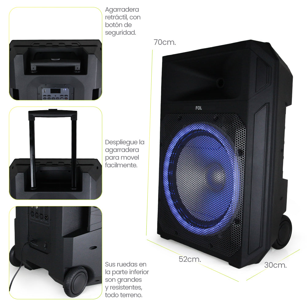 Bocina portátil Karaoke 600W Subwoofer 15