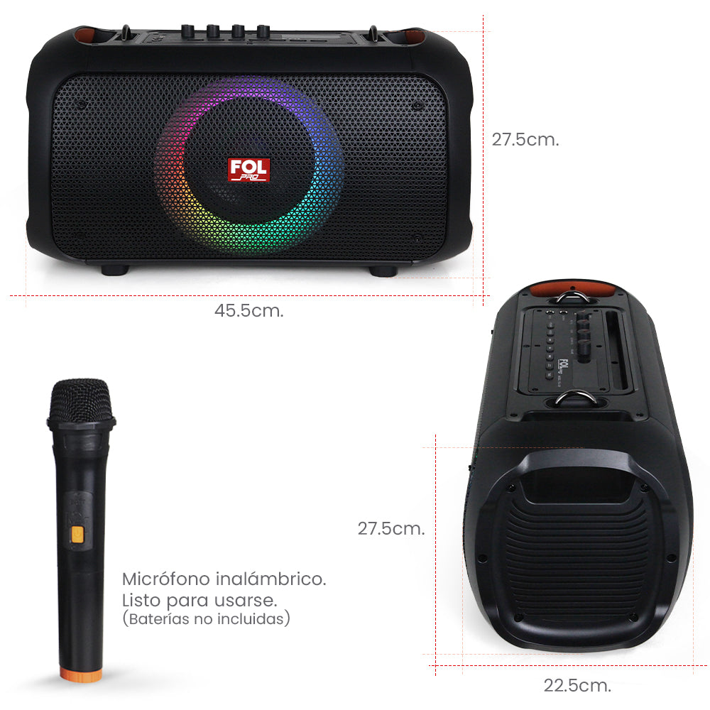 Bocina Bluetooth 50W 2000mAh entrada para Guitarra inc. Micrófono FOL FS-L128