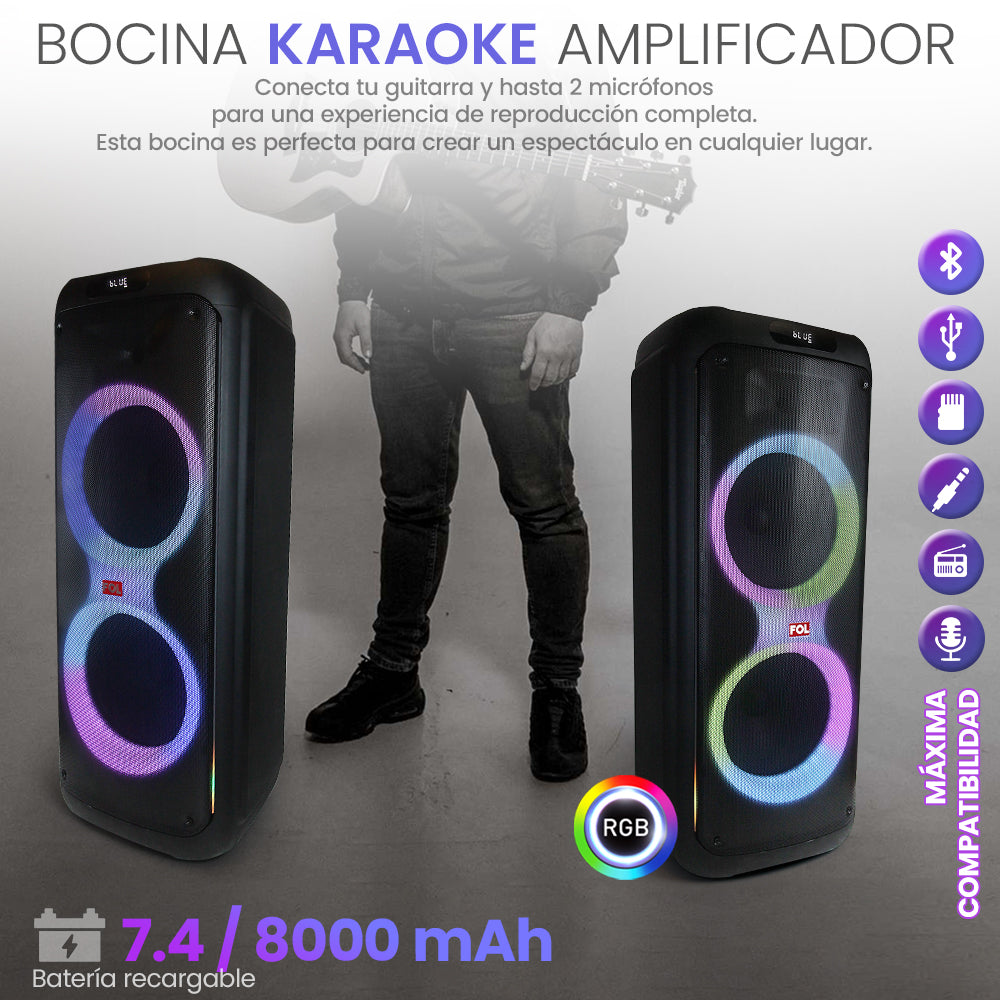 Bocina portátil 110W Subwoofer 12″ + 1 bocina de 2″ FS-L2212