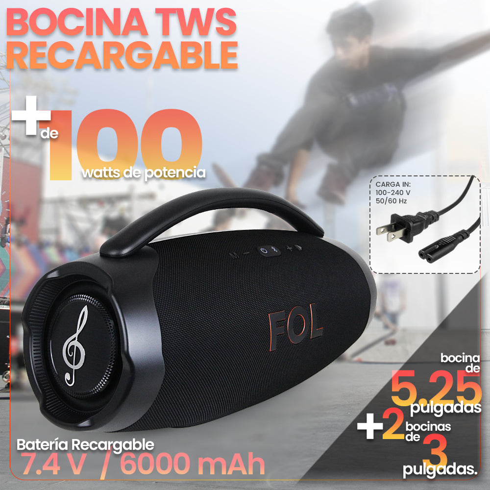 Bocina Bluetooth, contra agua 110W 6000mAh FOL FS-R207