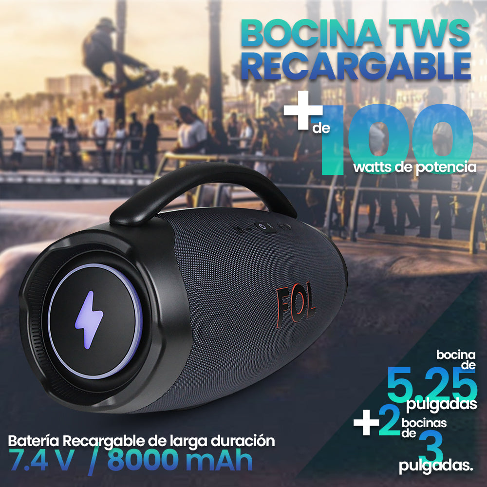 Bocina Bluetooth, contra agua 110W 8000mAh FOL FS-R207L