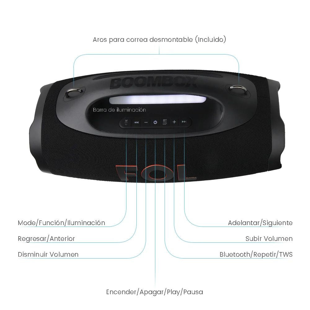 Bocina FOL FS-R208 220W 12000mAh 10hrs de bateria Bluetooth IPX6