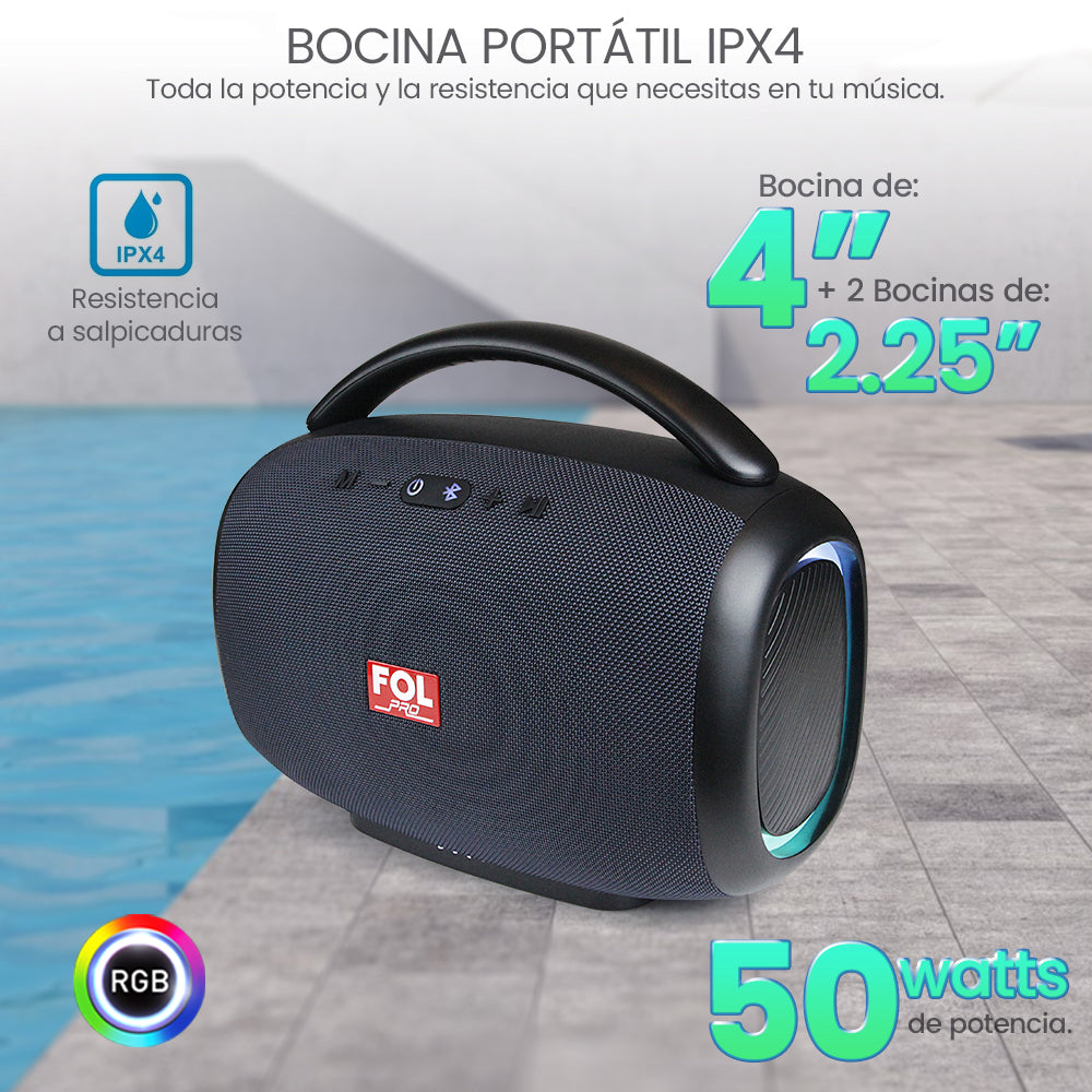 Bocina Bluetooth 50W 4400mAh TWS FOL FS-R213L