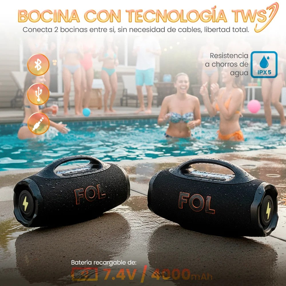 Bocina FOL FS-R305 50W 4000mAh 8hrs de bateria Bluetooth IPX5