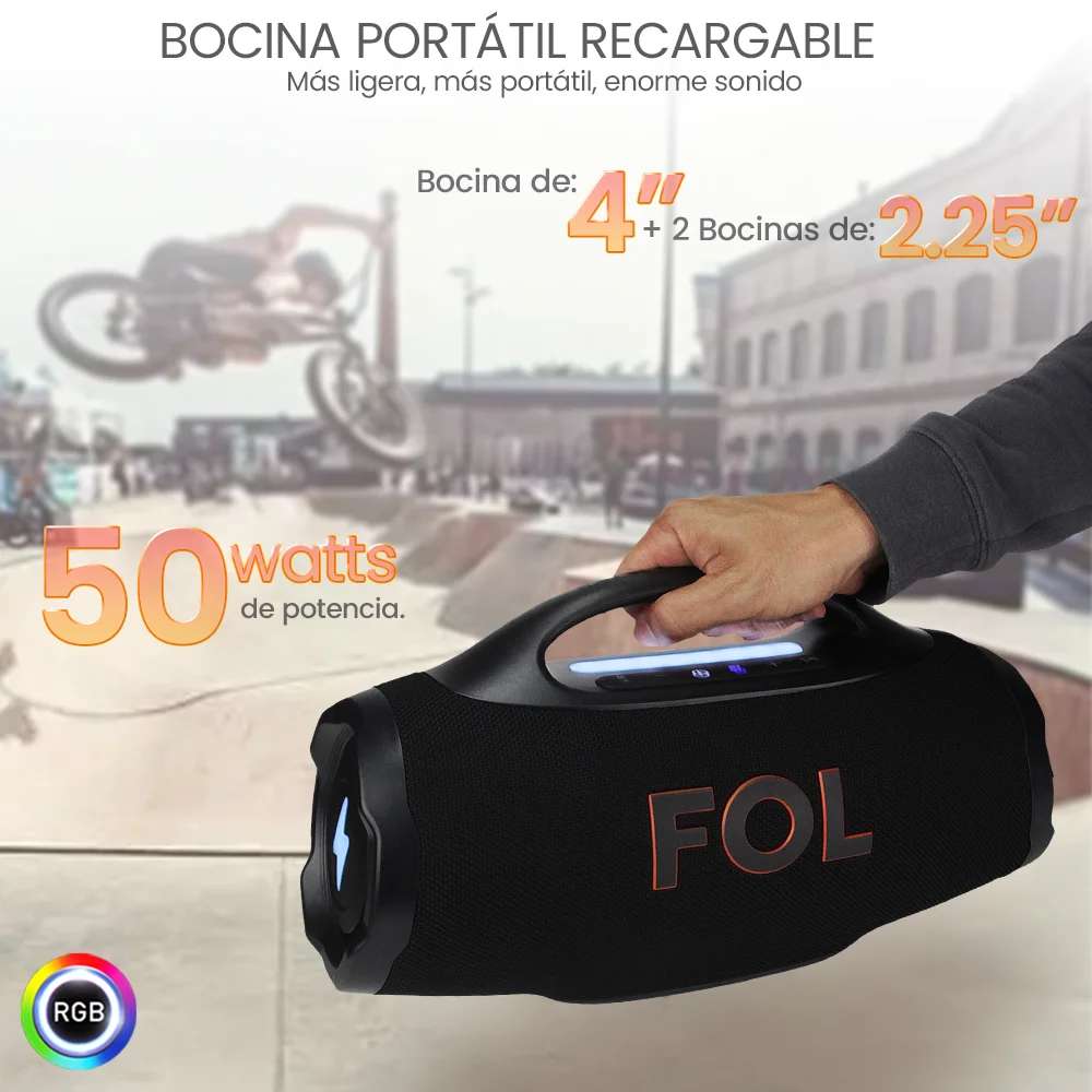 Bocina FOL FS-R305 50W 4000mAh 8hrs de bateria Bluetooth IPX5