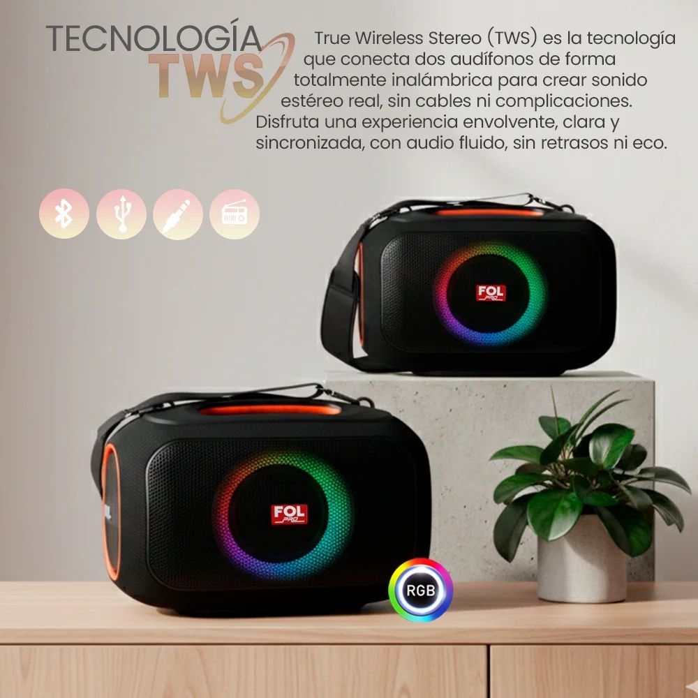 Bocina FOL FS-R306 90W 8000mAh 3hrs de bateria Bluetooth