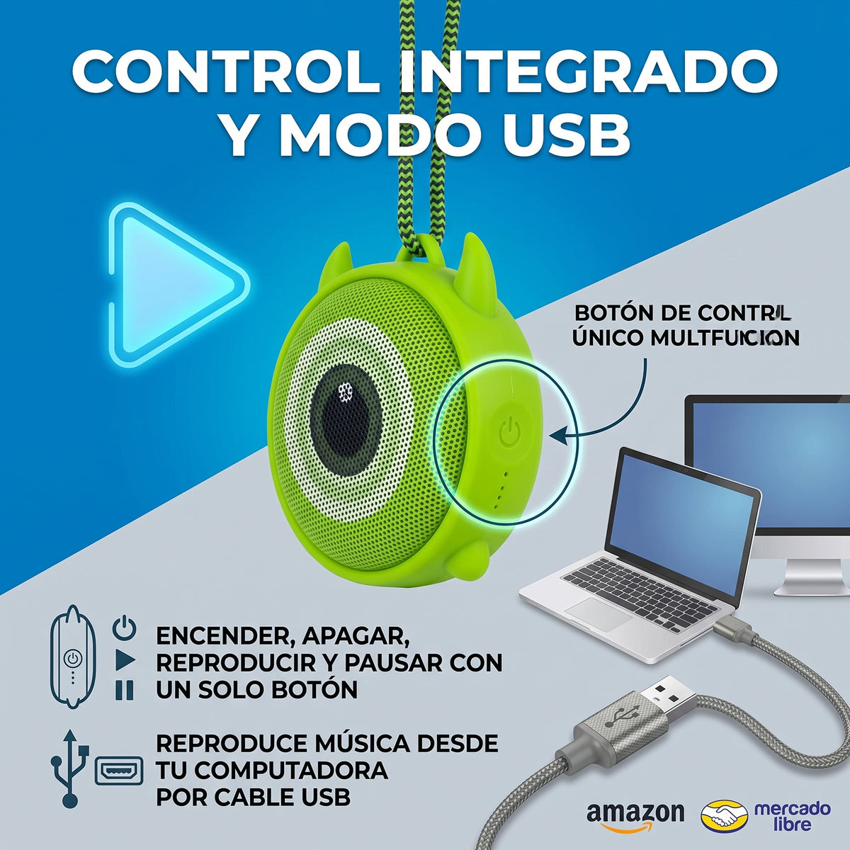 Mini Bocina Bluetooth FOL FS-S101A con 3W, Bluetooth 5.0 y Cordón Portátil