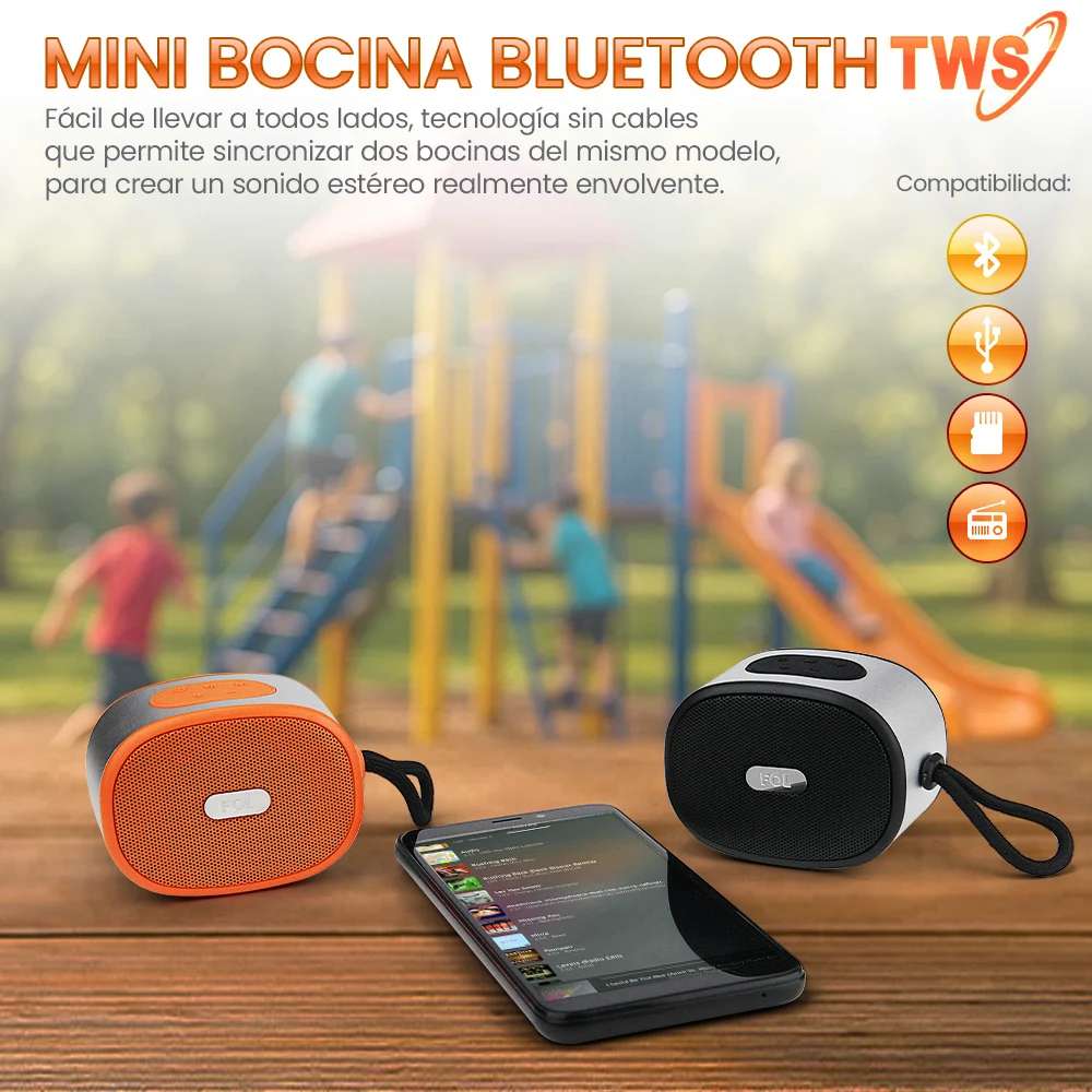 Mini Bocina Fol 5W 500mAh Bluetooth, TF Card, Radio FM, USB TWS FS-S120
