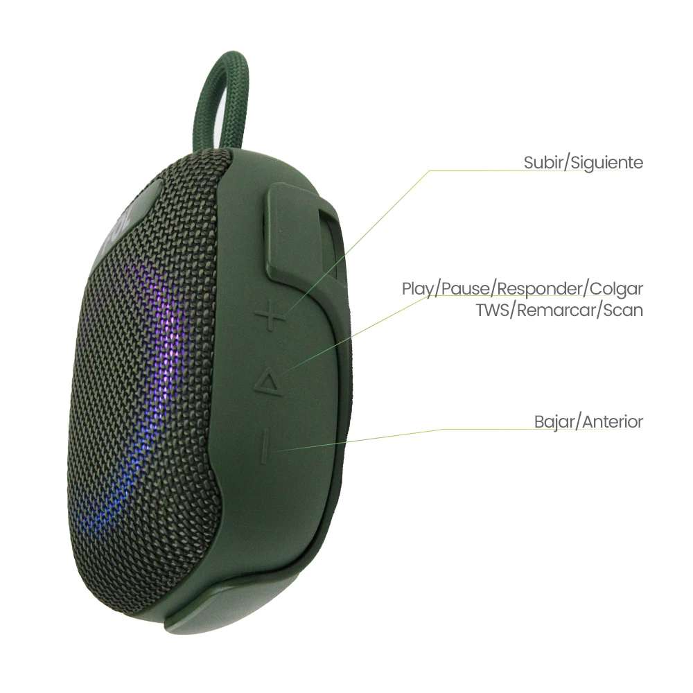 Bocina Moto Bluetooth FOL FS-S195 TF Card Radio FM 1800mAh 8W Resistente al agua IPX6