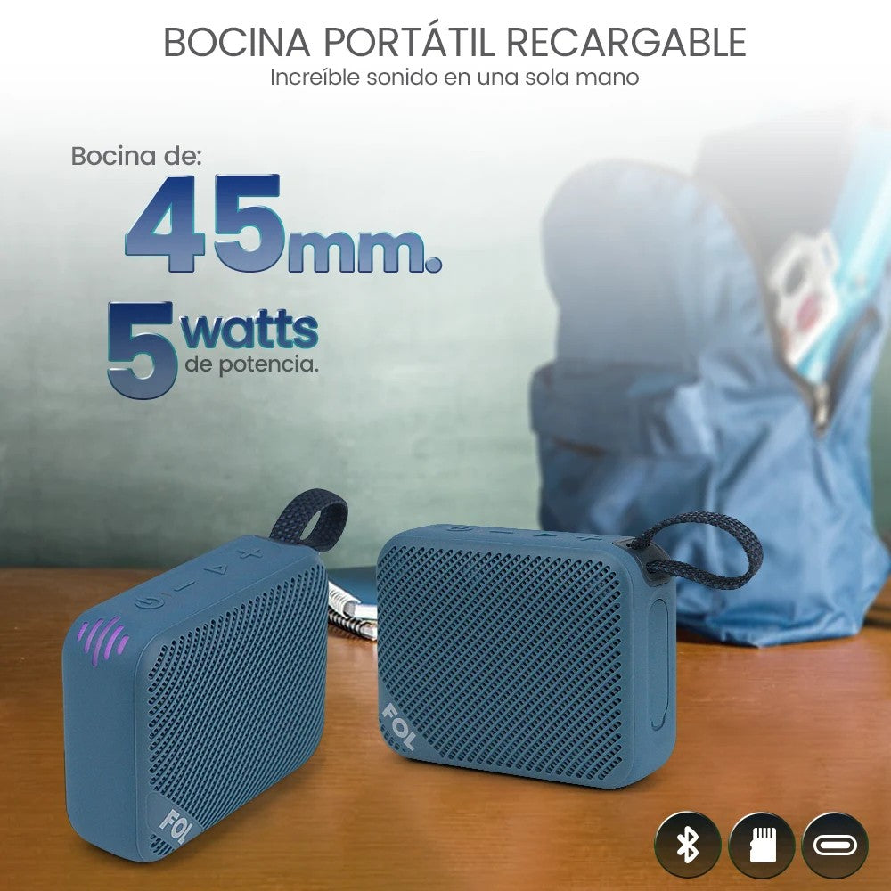 Mini Bocina Fol 5W 10000mAh Bluetooth recargable, USB TWS S198