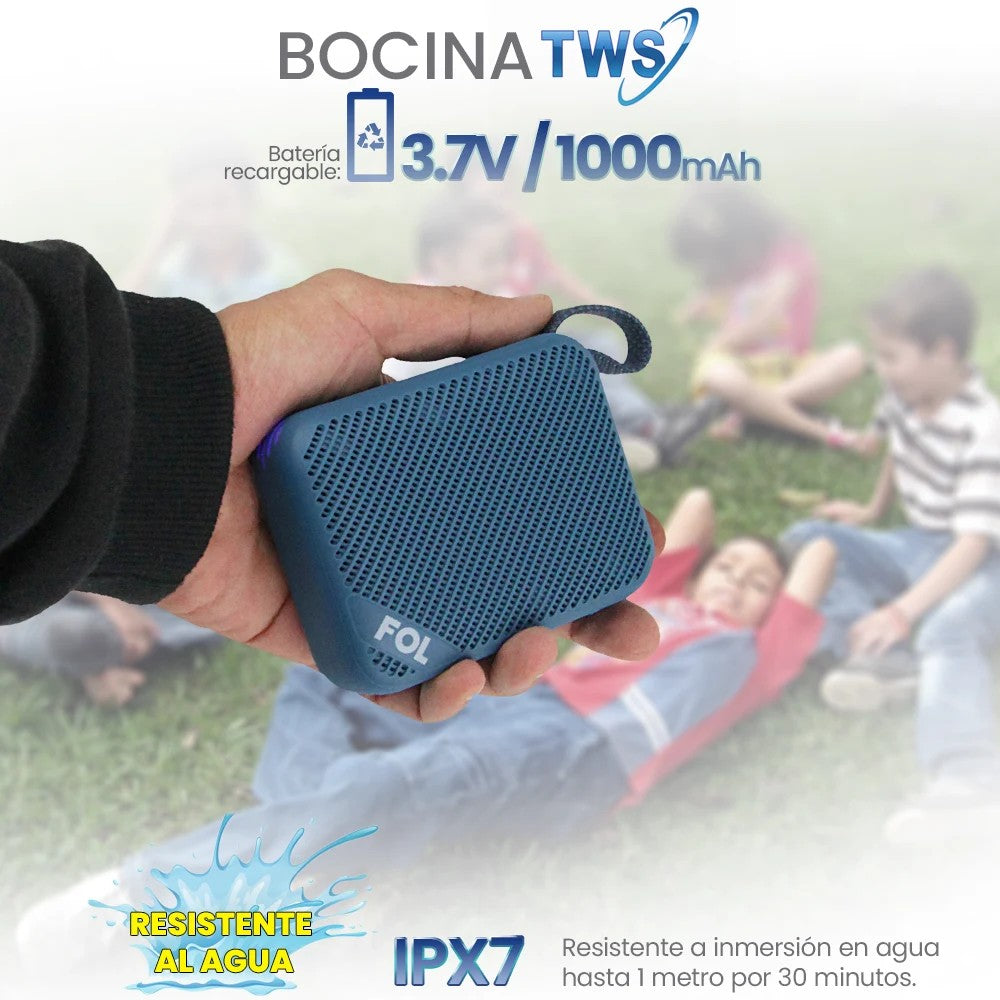 Mini Bocina Fol 5W 10000mAh Bluetooth recargable, USB TWS S198